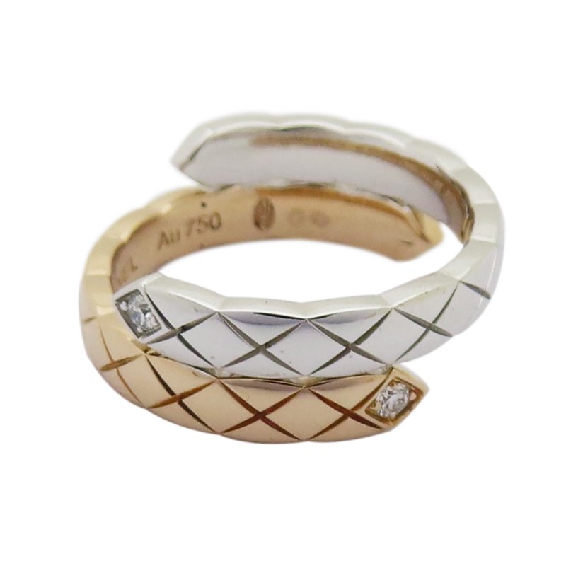 【激安價】 COCO CRUSH TOI ET MOI 18K白金 BEIGE米色金 鑲鑽戒指 B22743-1