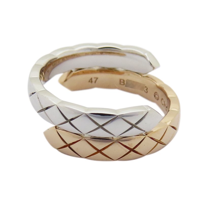 【激安價】 COCO CRUSH TOI ET MOI 18K白金 BEIGE米色金 鑲鑽戒指 B22743-2