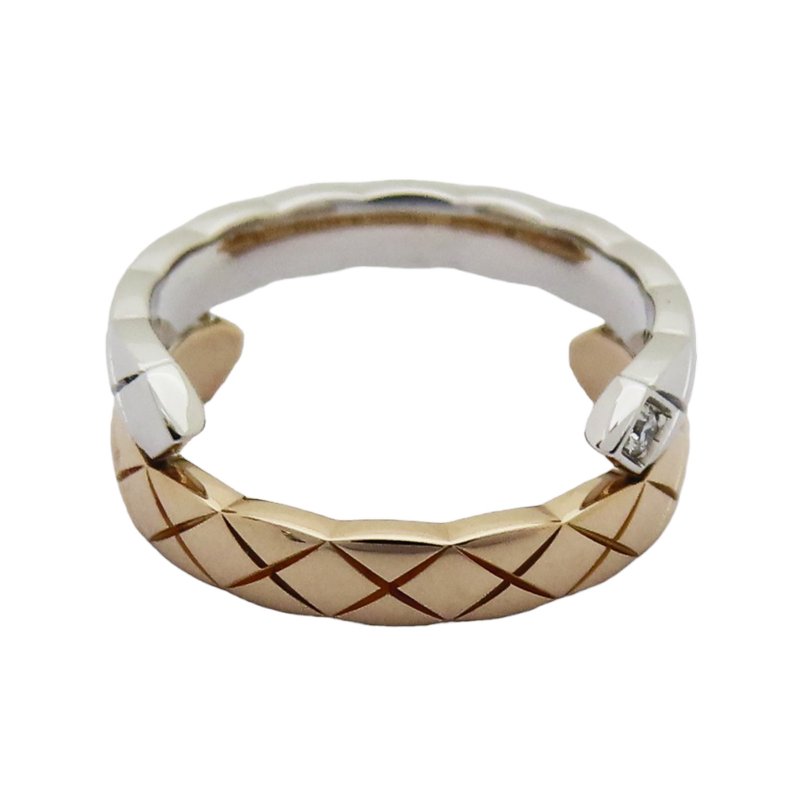 【激安價】 COCO CRUSH TOI ET MOI 18K白金 BEIGE米色金 鑲鑽戒指 B22743-3