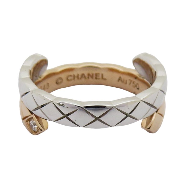 【激安價】 COCO CRUSH TOI ET MOI 18K白金 BEIGE米色金 鑲鑽戒指 B22743-4