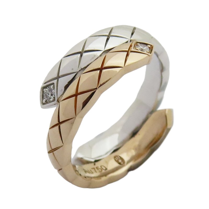 【激安價】 COCO CRUSH TOI ET MOI 18K白金 BEIGE米色金 鑲鑽戒指 B22743-5