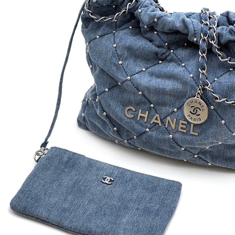 CHANEL 22 Bag - 小號牛仔鉚釘-4