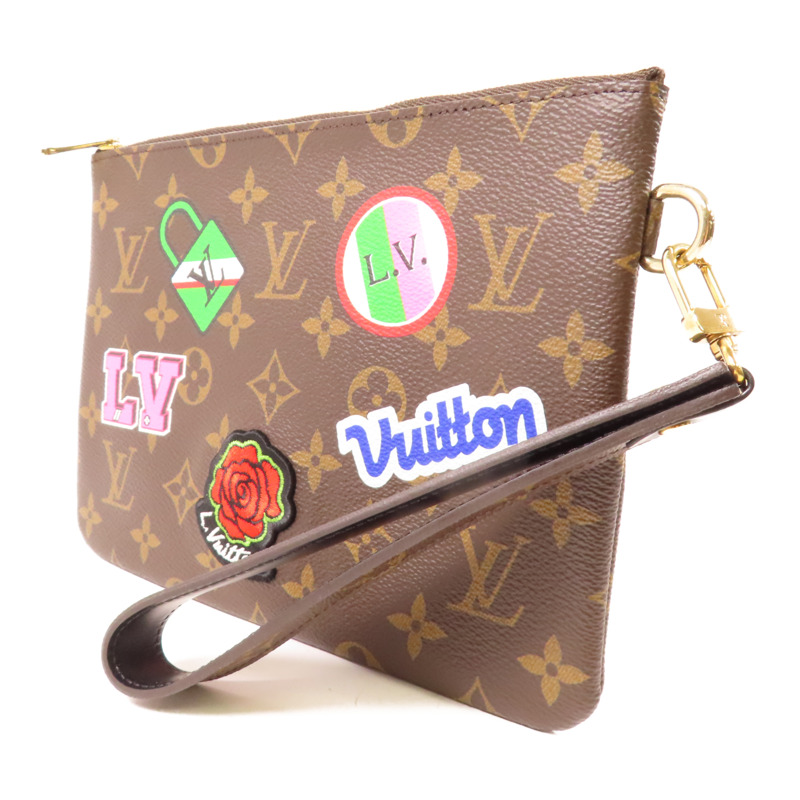 LOUIS VUITTON 【激減優惠】Monogram Patches City Clutch金扣手拿包啡色-1