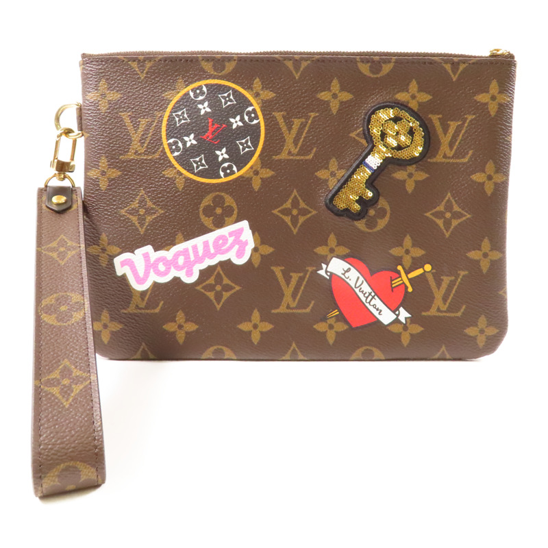 LOUIS VUITTON 【激減優惠】Monogram Patches City Clutch金扣手拿包啡色-2