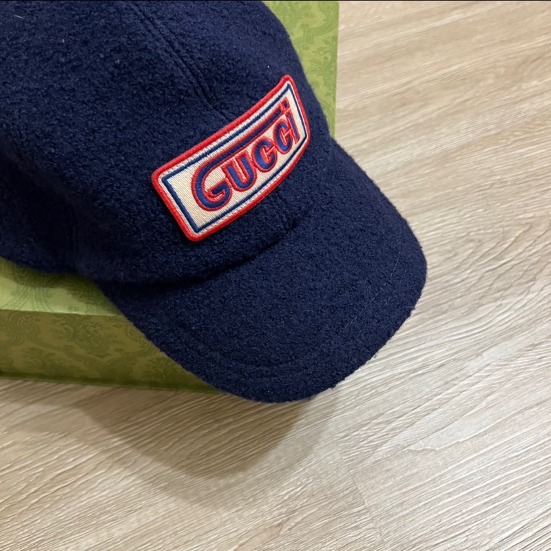 瑞奇二手精品 Gucci 毛呢 絨 老帽 美品-6