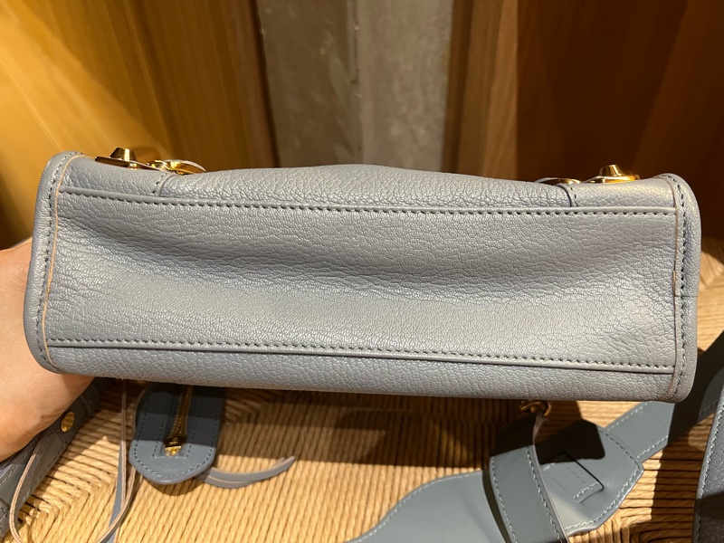 巴黎世家Balenciaga 霧霾藍金釦小山羊皮 機車包 mini尺寸-2