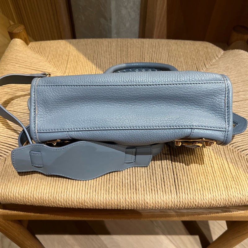 巴黎世家Balenciaga 霧霾藍金釦小山羊皮 機車包 mini尺寸-10