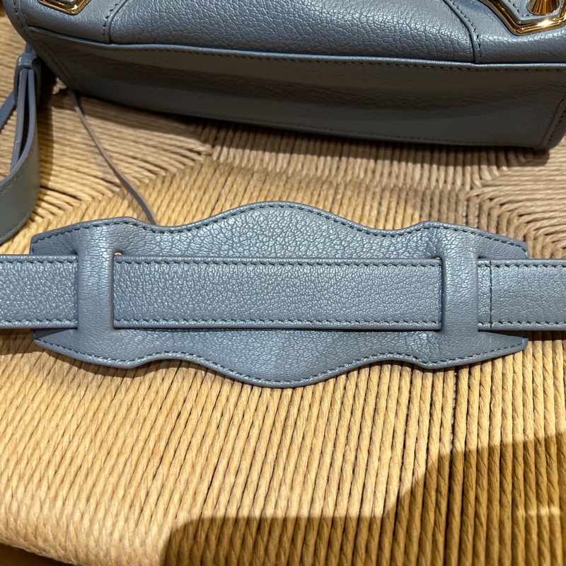 巴黎世家Balenciaga 霧霾藍金釦小山羊皮 機車包 mini尺寸-16