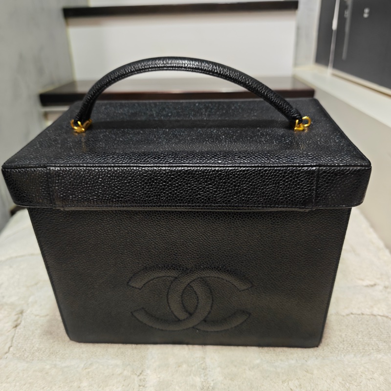 Chanel Vintage 女神荔枝牛皮化妝箱 標卡齊-11