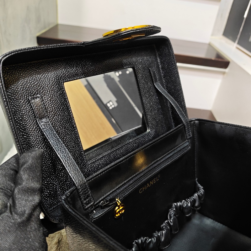 Chanel Vintage 女神荔枝牛皮化妝箱 標卡齊-28