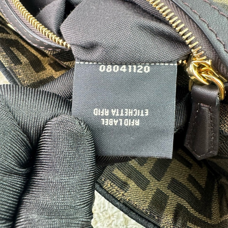 FENDI 芬迪 Baguette棕色FF提花布 經典老花法棍包 斜背包 肩背包  手提包-10