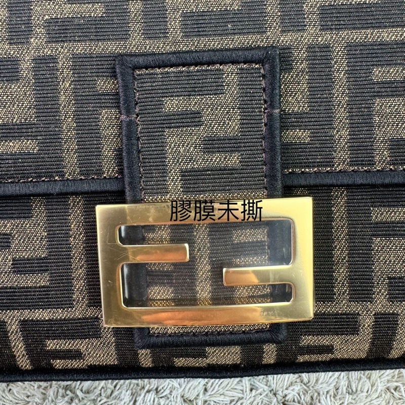 FENDI 芬迪 Baguette棕色FF提花布 經典老花法棍包 斜背包 肩背包  手提包-20