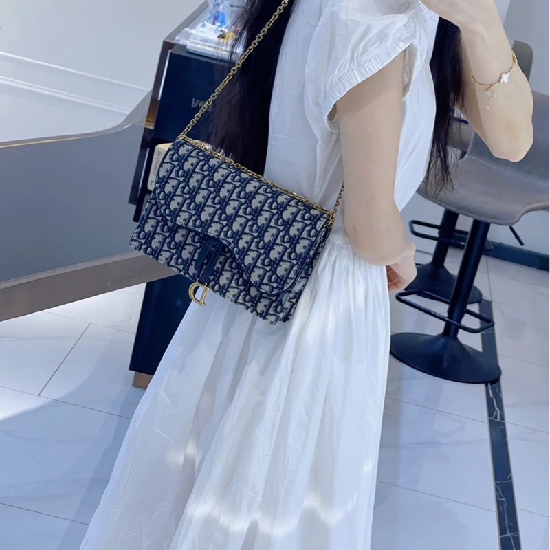 Dior迪奧 經典Saddle系列Oblique提花帆布WOC（大款）-1
