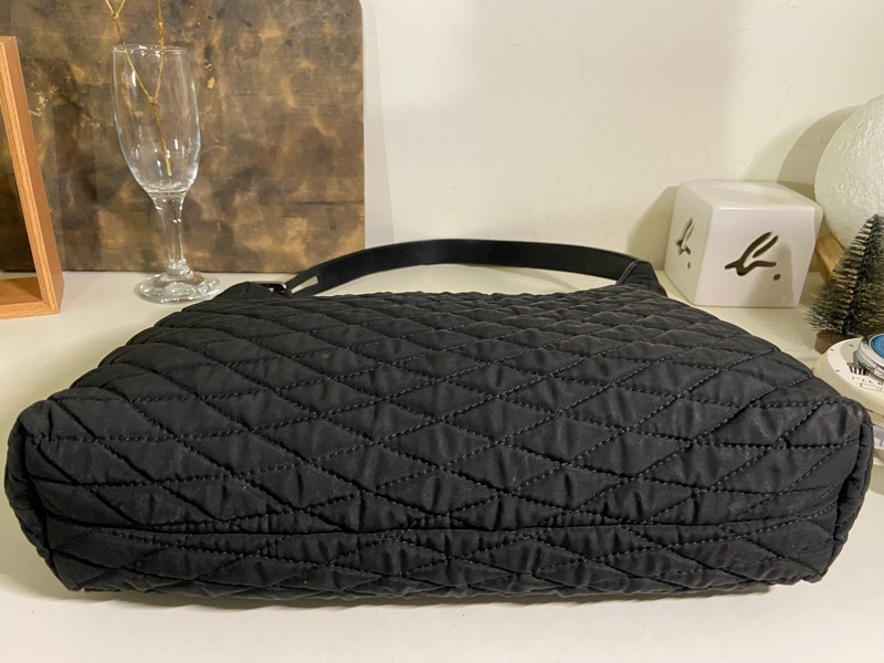 BALLY 黑色經典格菱紋布面/皮革 Hubo包-10