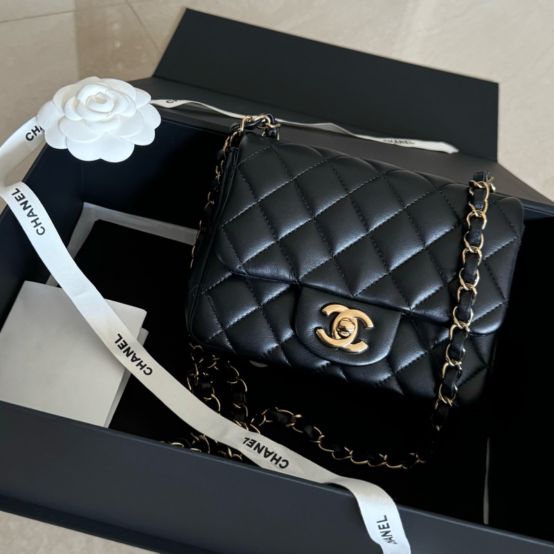 買到賺到🤍23年芯片款99新 正品全配 Chanel cf 17方胖子 黑金羊皮 香奈兒經典方胖-0