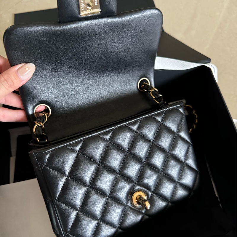 買到賺到🤍23年芯片款99新 正品全配 Chanel cf 17方胖子 黑金羊皮 香奈兒經典方胖-4