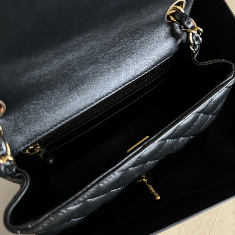 買到賺到🤍23年芯片款99新 正品全配 Chanel cf 17方胖子 黑金羊皮 香奈兒經典方胖-13