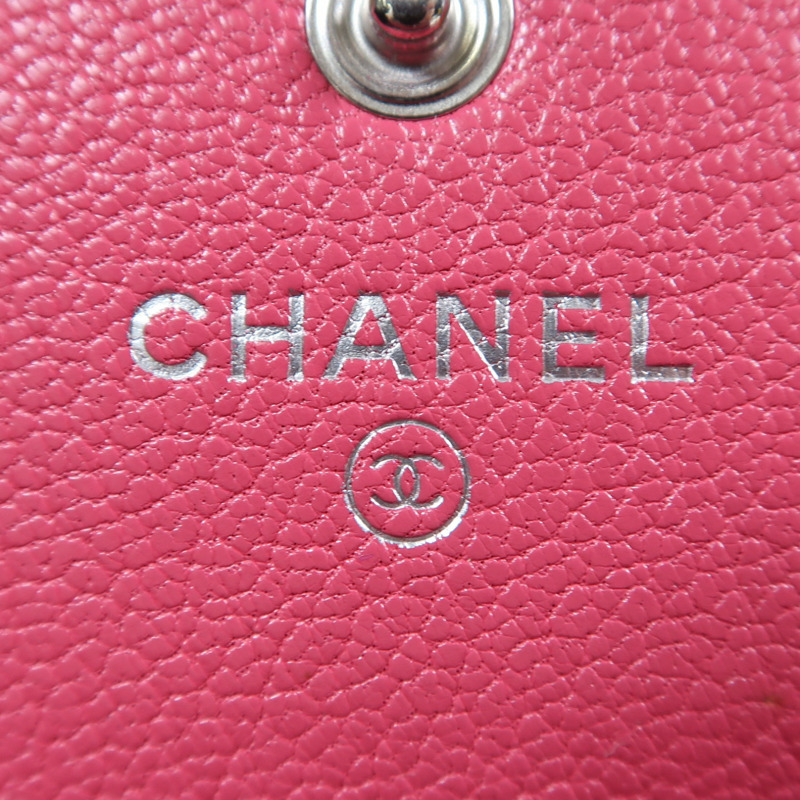 CHANEL 【激減優惠】牛皮皮革Long Wallet銀扣長錢包粉紅色-5