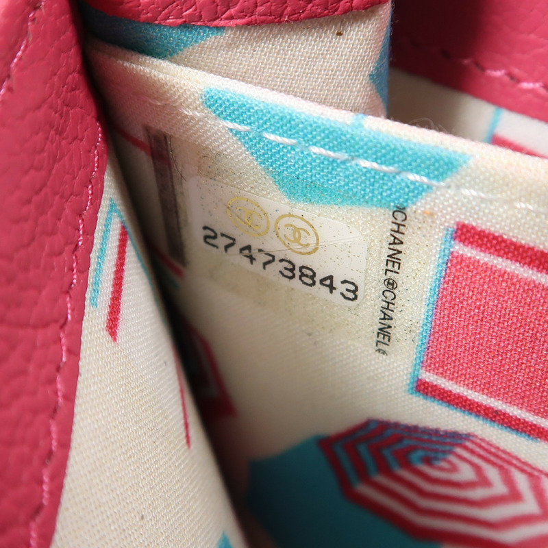 CHANEL 【激減優惠】牛皮皮革Long Wallet銀扣長錢包粉紅色-6