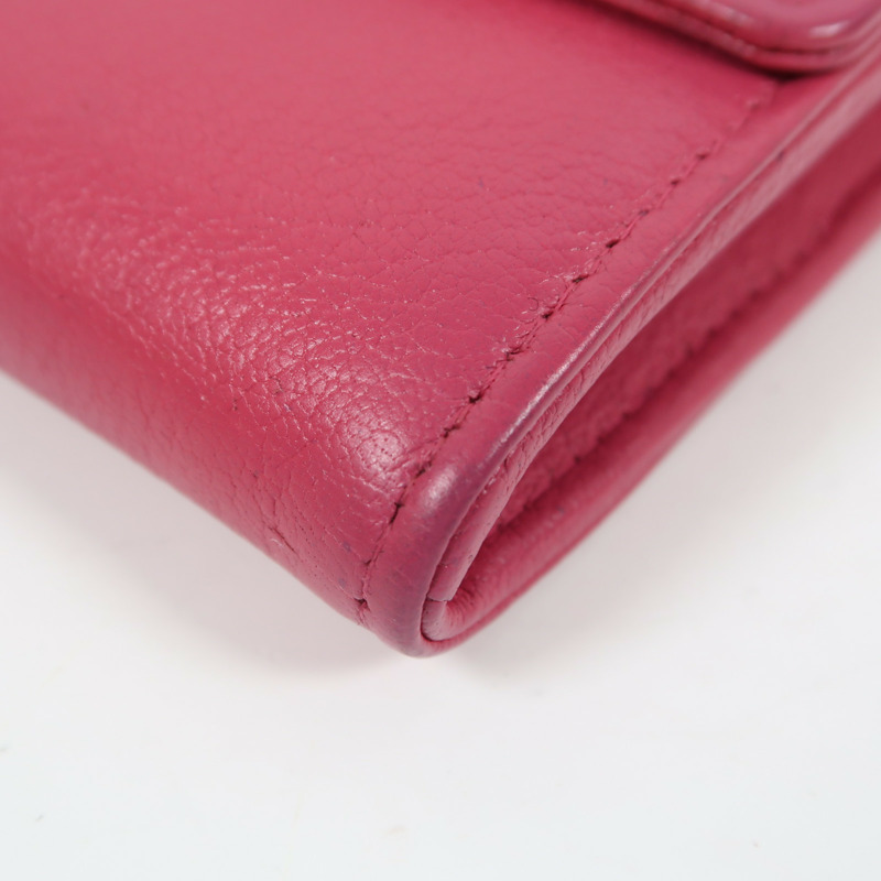 CHANEL 【激減優惠】牛皮皮革Long Wallet銀扣長錢包粉紅色-10