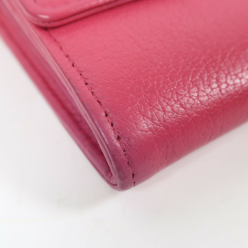 CHANEL 【激減優惠】牛皮皮革Long Wallet銀扣長錢包粉紅色-11