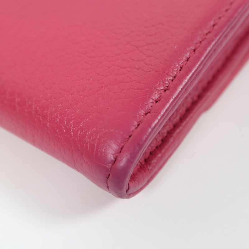 CHANEL 【激減優惠】牛皮皮革Long Wallet銀扣長錢包粉紅色-12