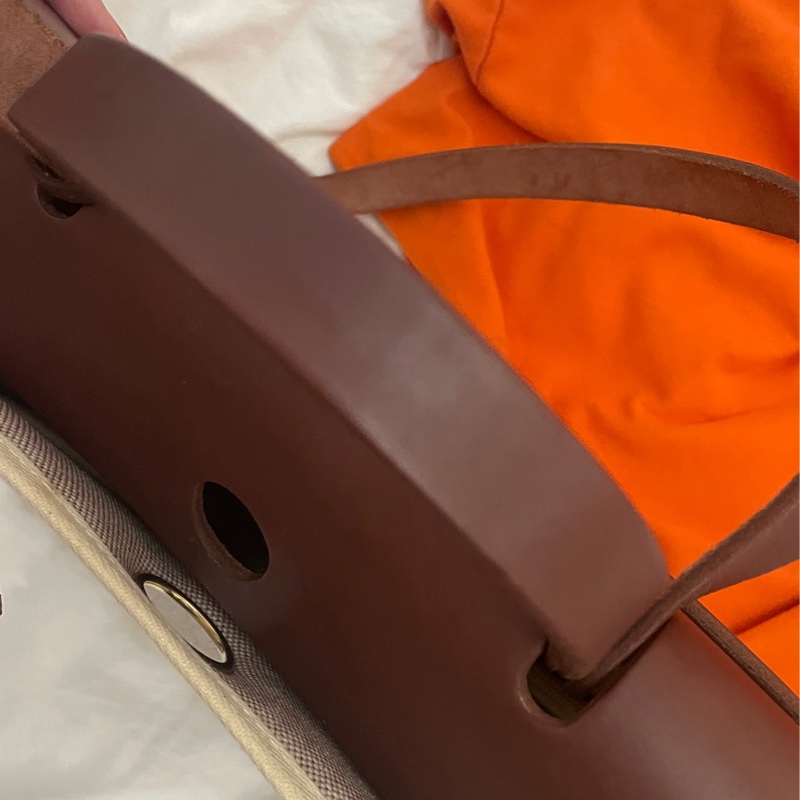 Hermes 愛馬仕 Herbag 31 紅棕色配米白 斜背包 書包 公事包-19