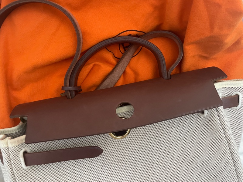 Hermes 愛馬仕 Herbag 31 紅棕色配米白 斜背包 書包 公事包-20