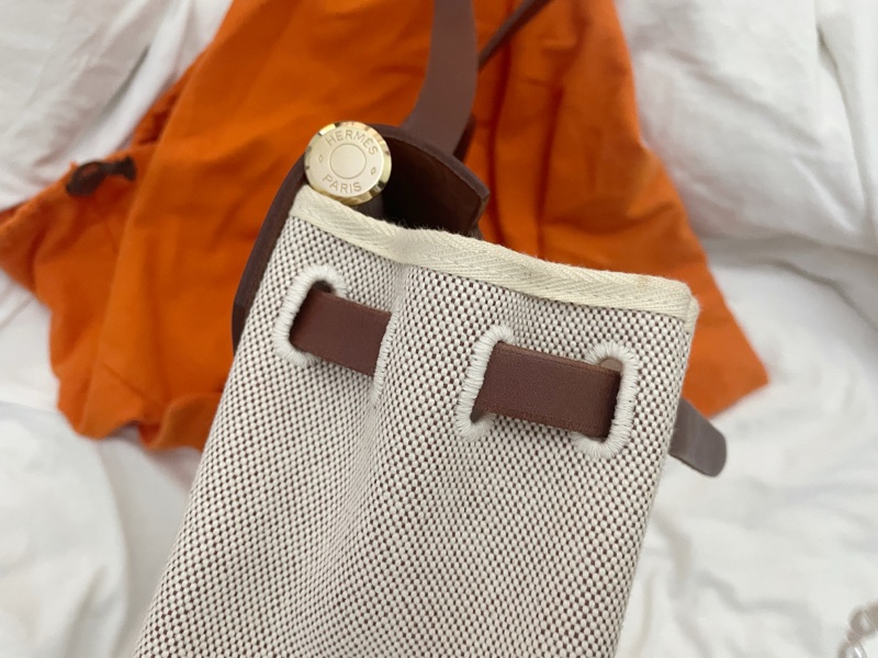 Hermes 愛馬仕 Herbag 31 紅棕色配米白 斜背包 書包 公事包-21