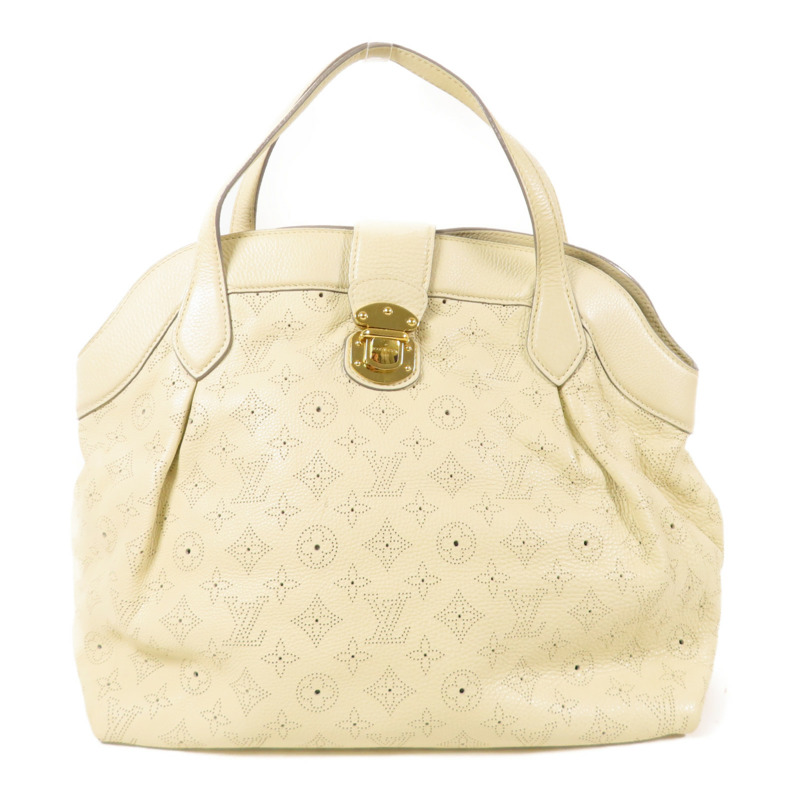 LOUIS VUITTON 【激減優惠】Mahina Cirrus MM金扣手挽袋米色-0