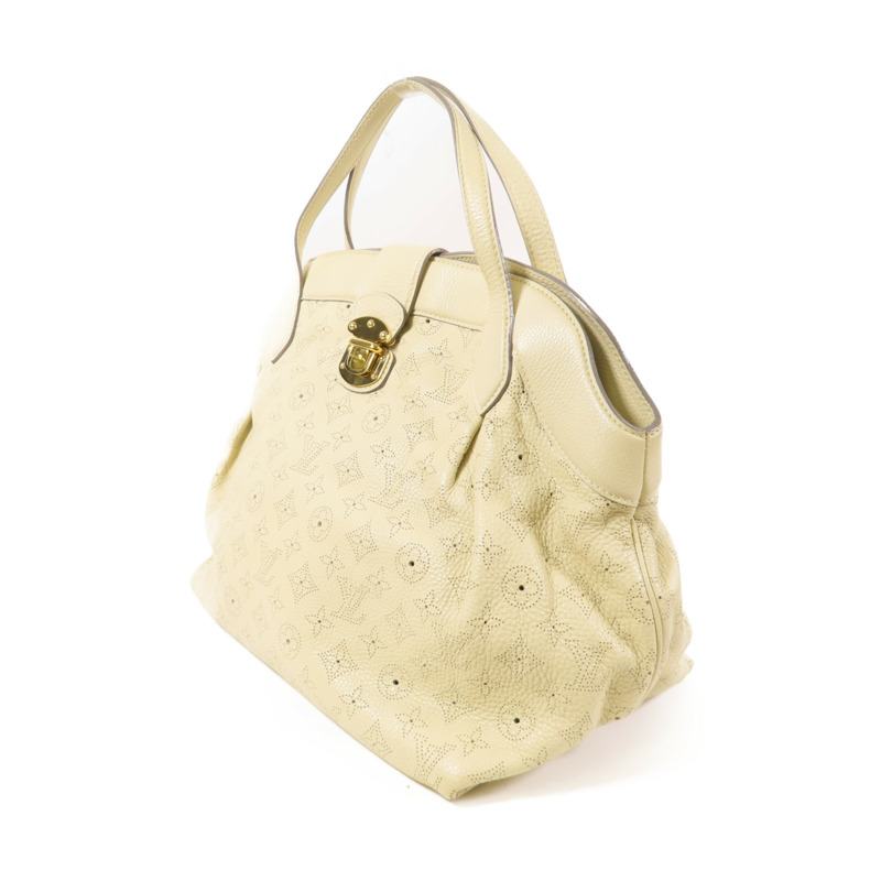 LOUIS VUITTON 【激減優惠】Mahina Cirrus MM金扣手挽袋米色-2
