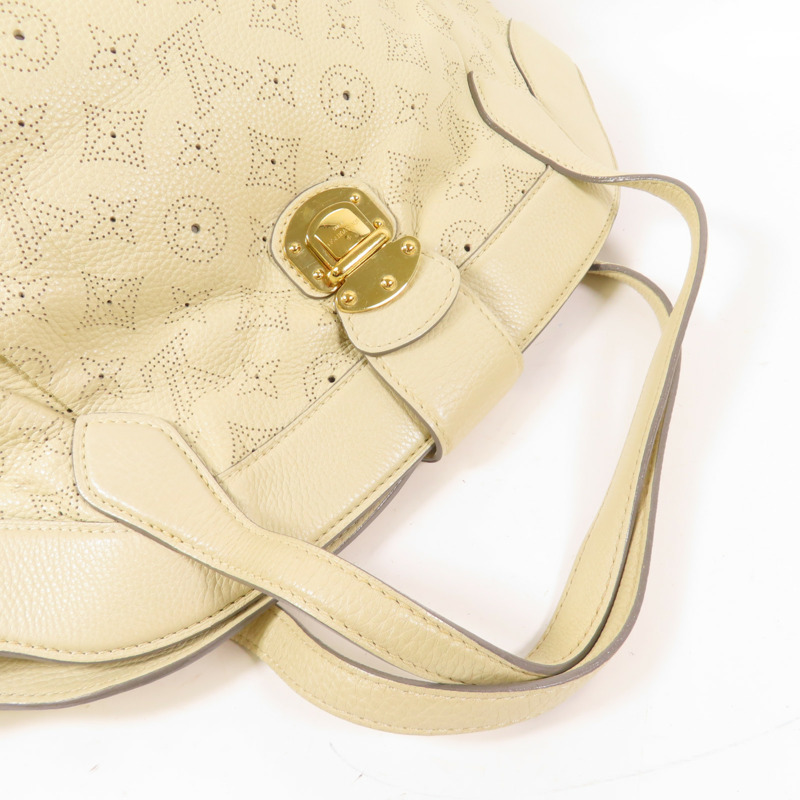 LOUIS VUITTON 【激減優惠】Mahina Cirrus MM金扣手挽袋米色-7