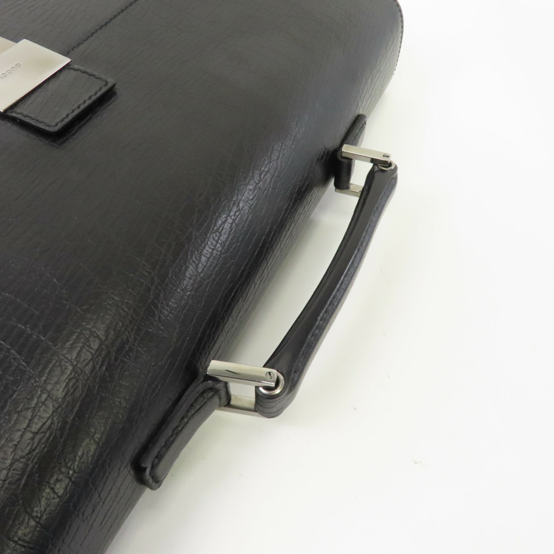 GUCCI 【激減優惠】皮革Briefcase銀扣公事包黑色-7