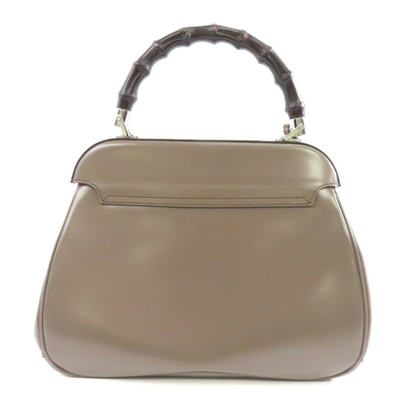 GUCCI 【激減優惠】牛皮皮革Handbag銀扣手挽袋灰色-1