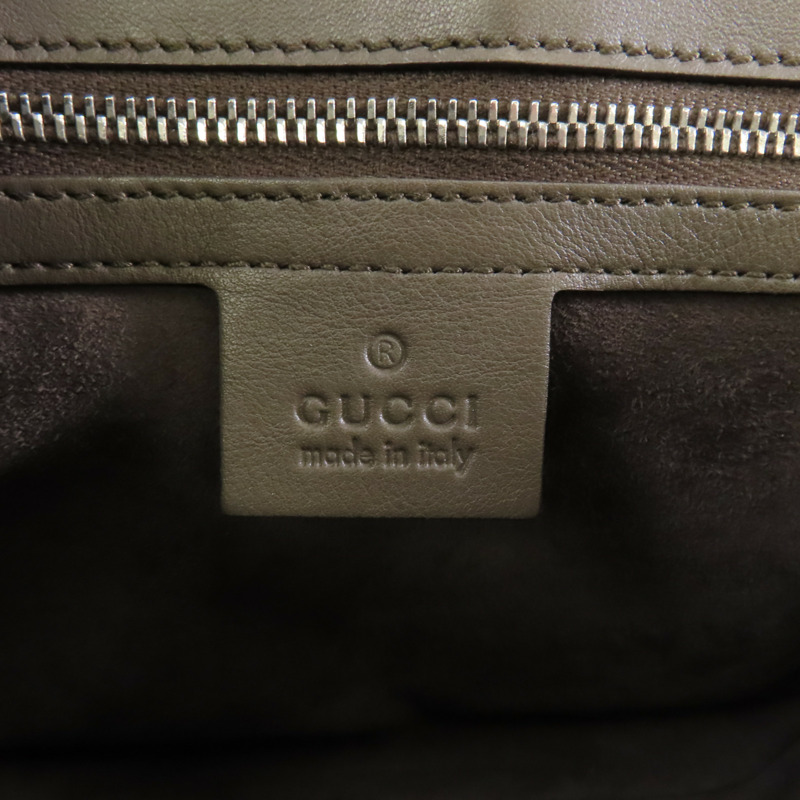 GUCCI 【激減優惠】牛皮皮革Handbag銀扣手挽袋灰色-5