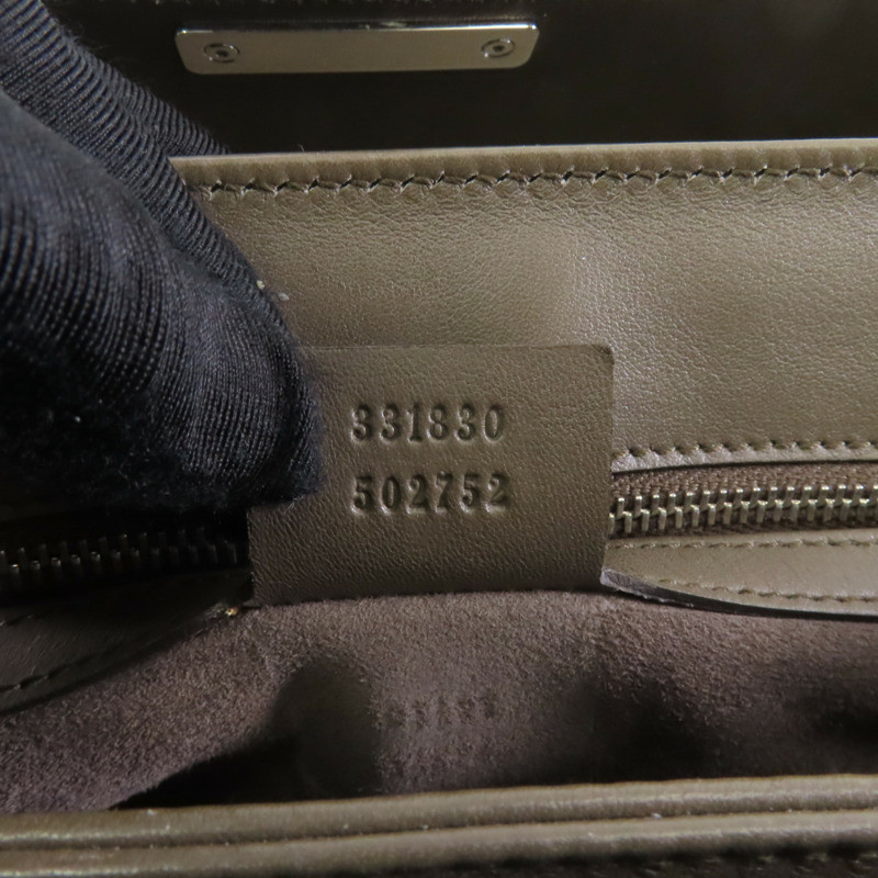 GUCCI 【激減優惠】牛皮皮革Handbag銀扣手挽袋灰色-6