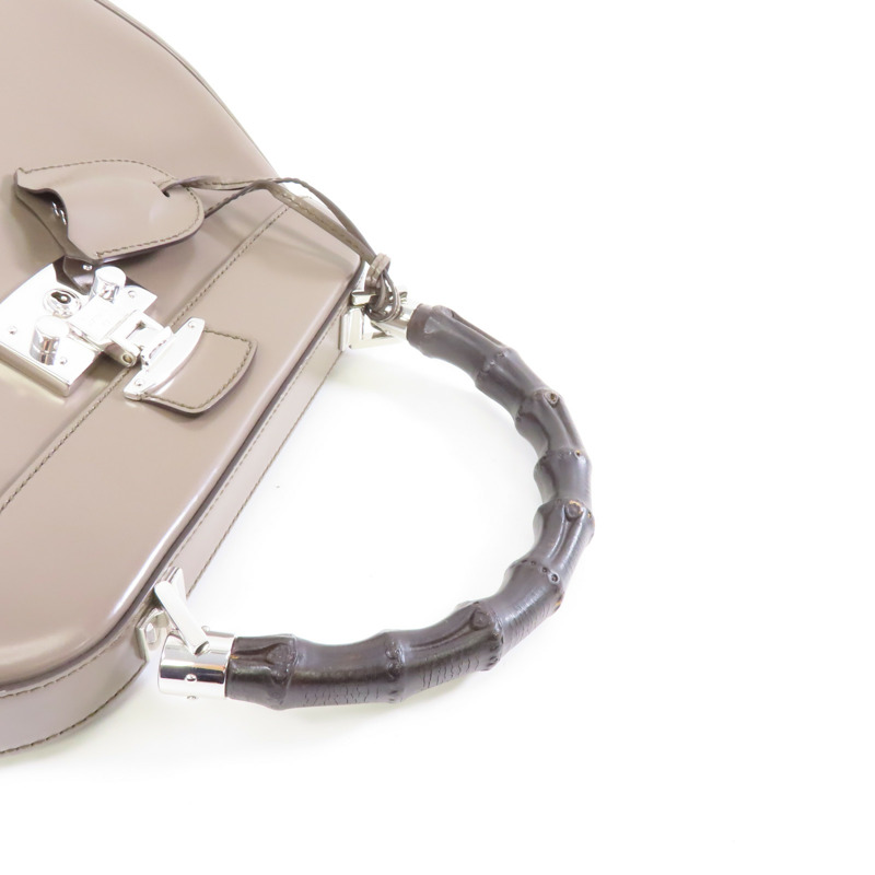 GUCCI 【激減優惠】牛皮皮革Handbag銀扣手挽袋灰色-8