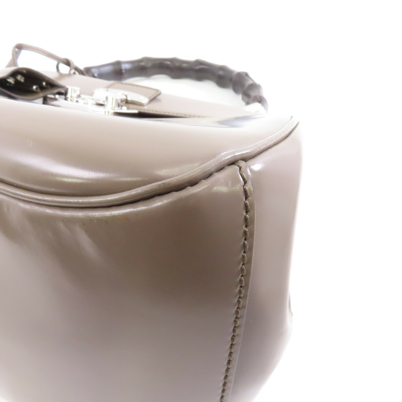GUCCI 【激減優惠】牛皮皮革Handbag銀扣手挽袋灰色-9