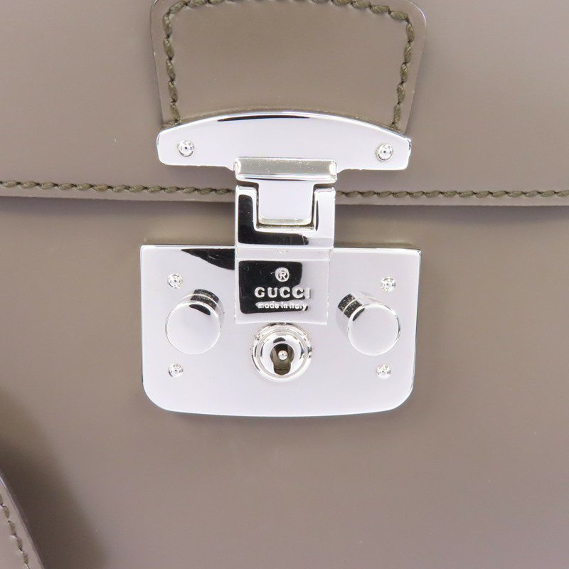 GUCCI 【激減優惠】牛皮皮革Handbag銀扣手挽袋灰色-13