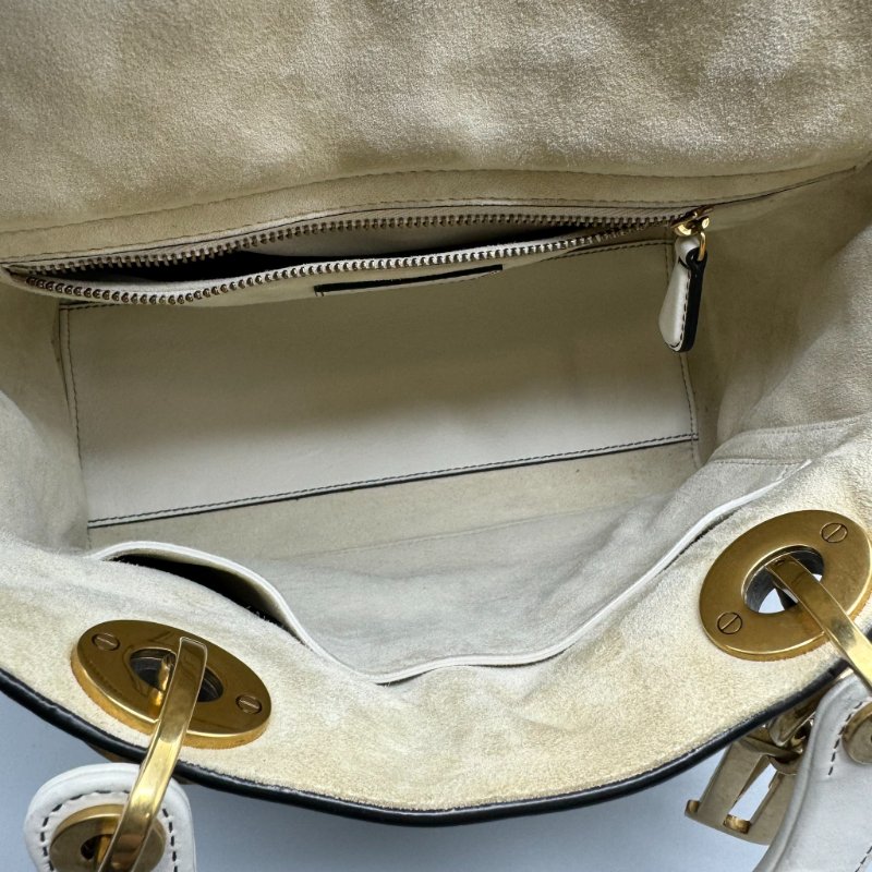 Dior 五格白金黛妃包 鉚釘寬肩帶-17