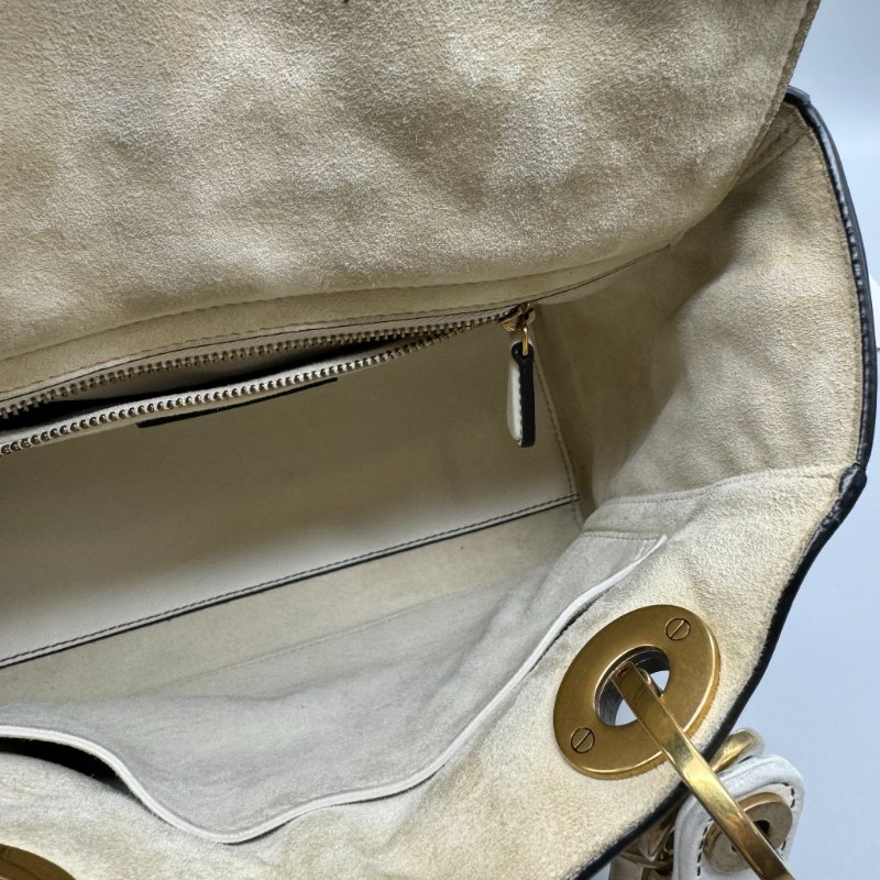 Dior 五格白金黛妃包 鉚釘寬肩帶-19