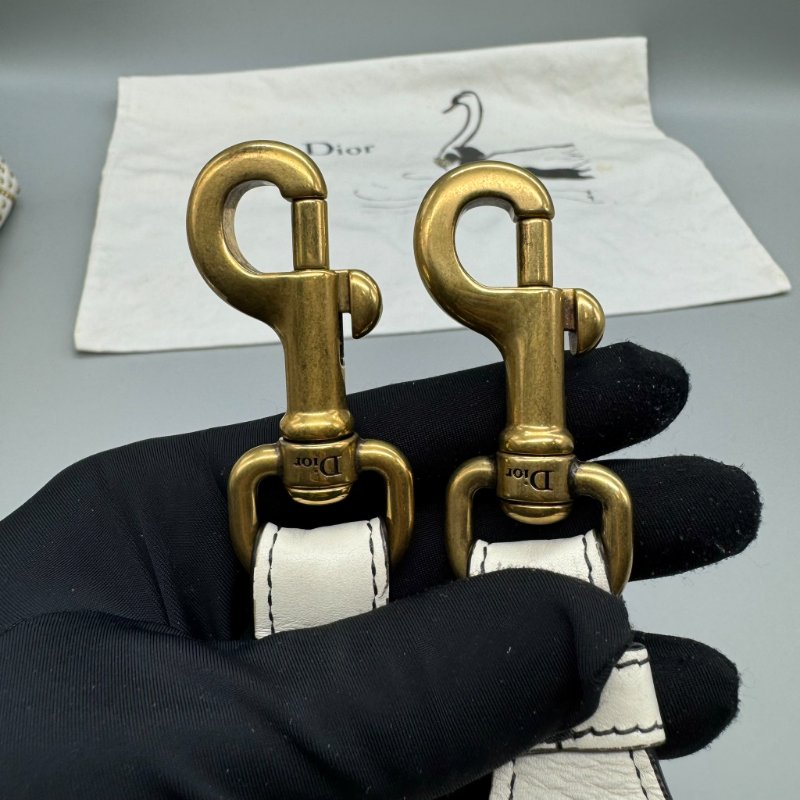 Dior 五格白金黛妃包 鉚釘寬肩帶-21