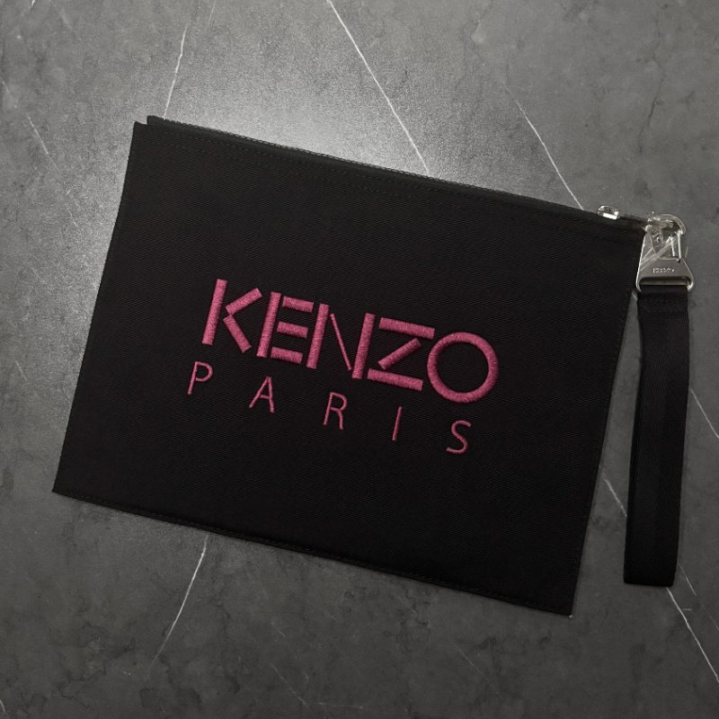 💸 趁雙11下單最划算,錯過只能原價😭【KENZO 高田賢三】咖啡棕 刺繡 虎頭 logo 印花 手拿包-3