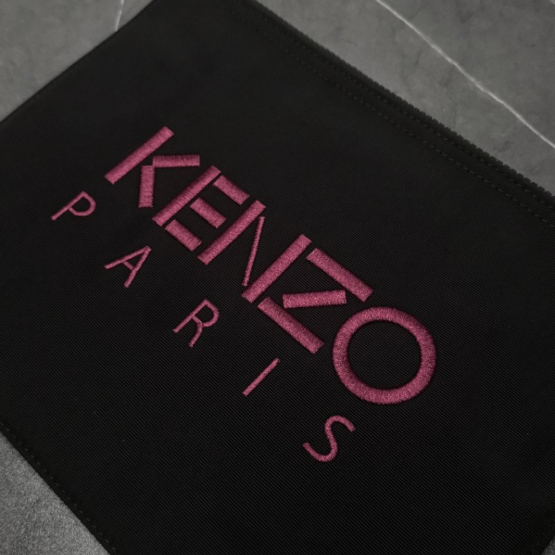 💸 趁雙11下單最划算,錯過只能原價😭【KENZO 高田賢三】咖啡棕 刺繡 虎頭 logo 印花 手拿包-4