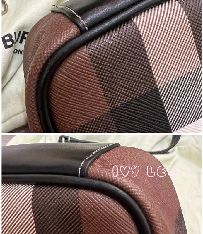 BURBERRY House Check 帆布小牛皮經典格紋 深樺木棕色 斜背包 肩背包 二手精品-15