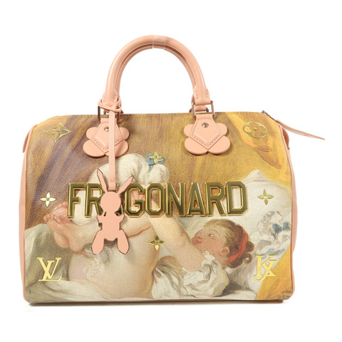 LOUIS VUITTON 【激減優惠】牛皮皮革Speedy 30 Master Collection Fragonard金扣手挽袋粉紅色/啡色/黃色