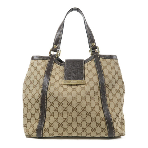 GUCCI 帆布Tote Bag金扣肩背袋啡色