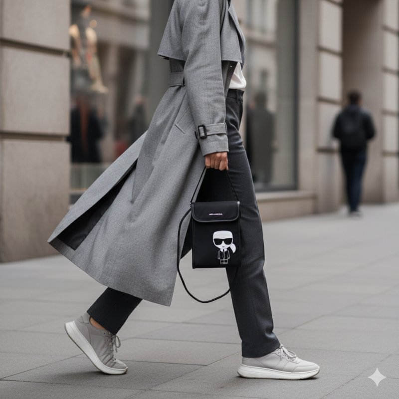 💝 雙11收藏這篇！這款超好搭，拍照、實用都滿分📸【KARL LAGERFELD 卡爾老佛爺】尼龍 單肩挎包 手機包 斜背包-0