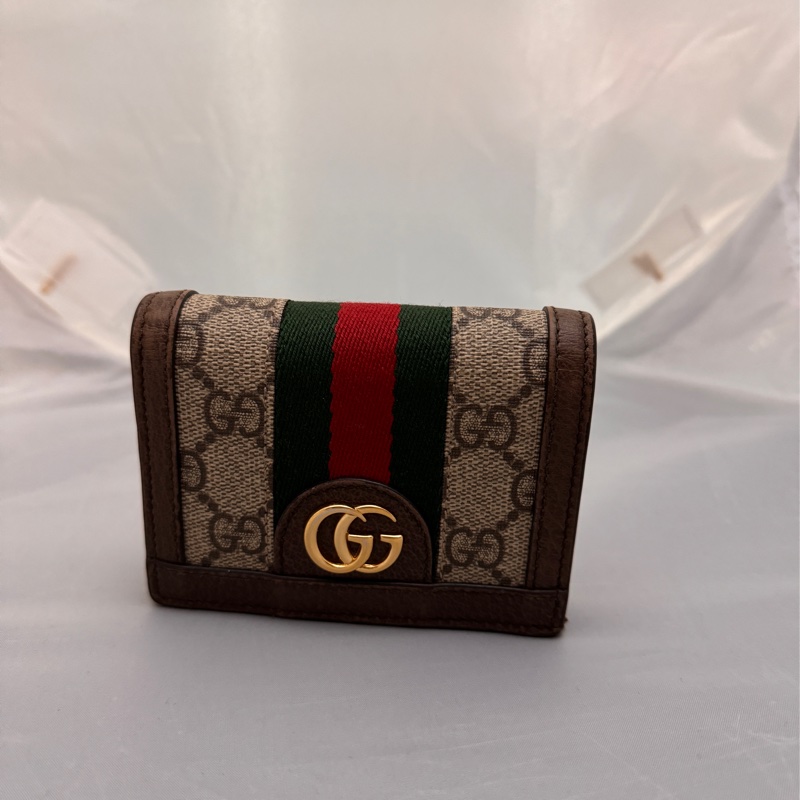 GUCCI GG Ophidia 老花對開短夾（焦糖咖）-0
