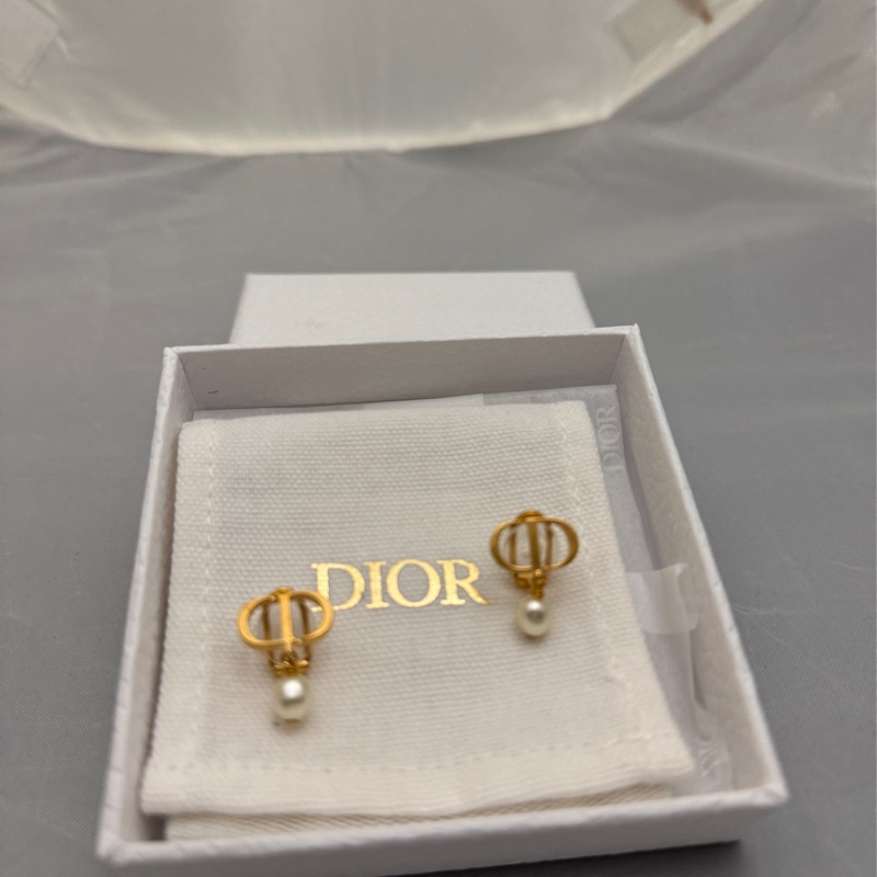 DIOR  Petit CD 夾式珍珠耳環-4